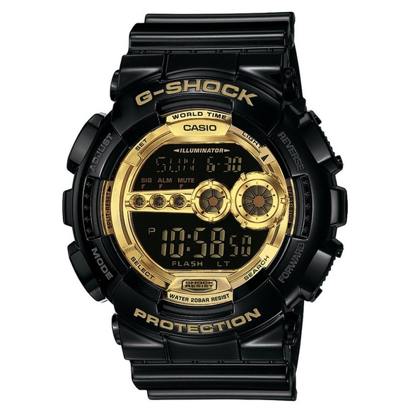G-Shock Accessories - CASIO‎ G-SHOCK GD100GB-1 CS BLACK GOLD SHOCK WATER RESISTANT WATCH DIGITAL NEW